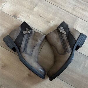 Earth Womens Jordan Boot Brown Leather Plaid Boho Distress Zip Bootie Sz 8.5